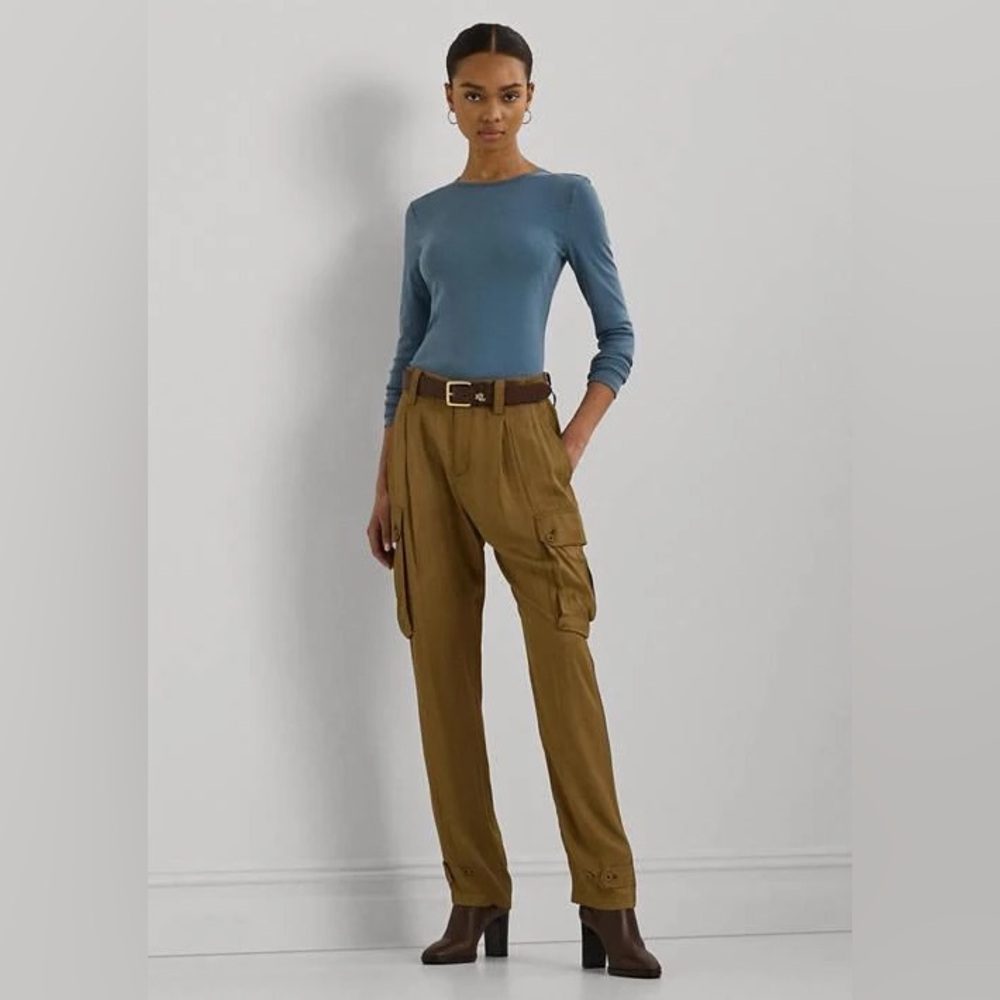 NWT Ralph Lauren Classic Long Sleeve Crew Neck Top in Dusty Blue Size S - Picture 2 of 9